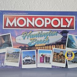 Monopoly Huntington Beach Edition Board Game W/free Pack Of Top Trumps Inside