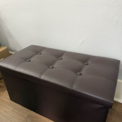 Brown faux Leather Ottoman 