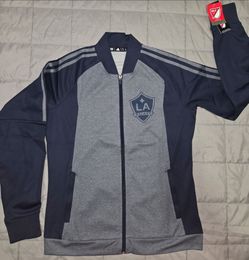 LA Galaxy  MLS Adidas Women's Team Logo Blue Full Zip Anthem Jacket size small