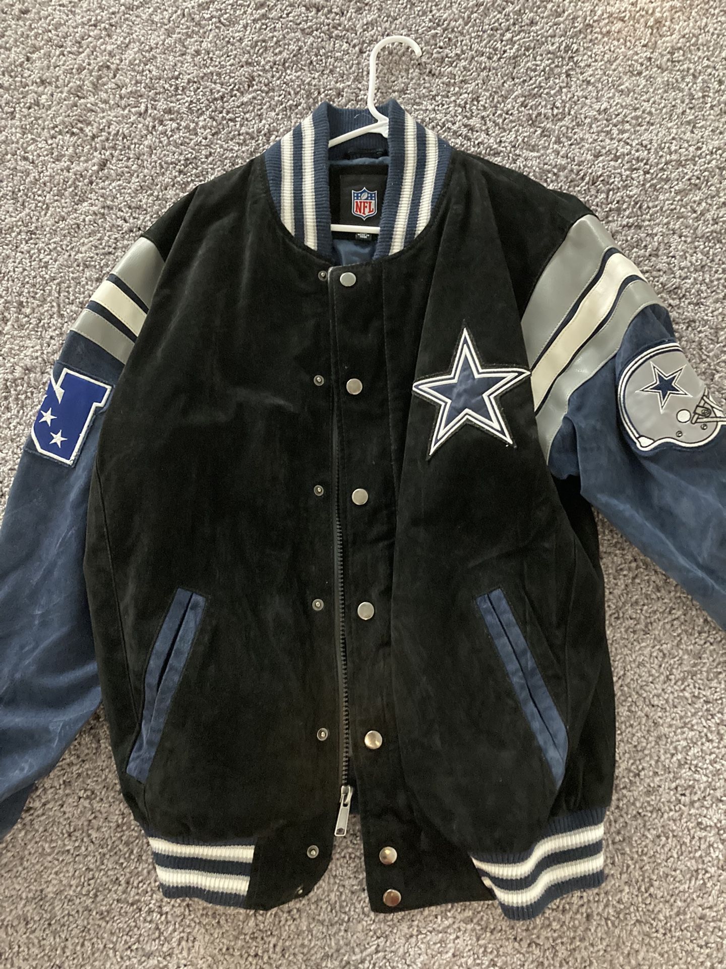 Vintage NFL Dallas Cowboys Suede Leather Jacket Size Medium