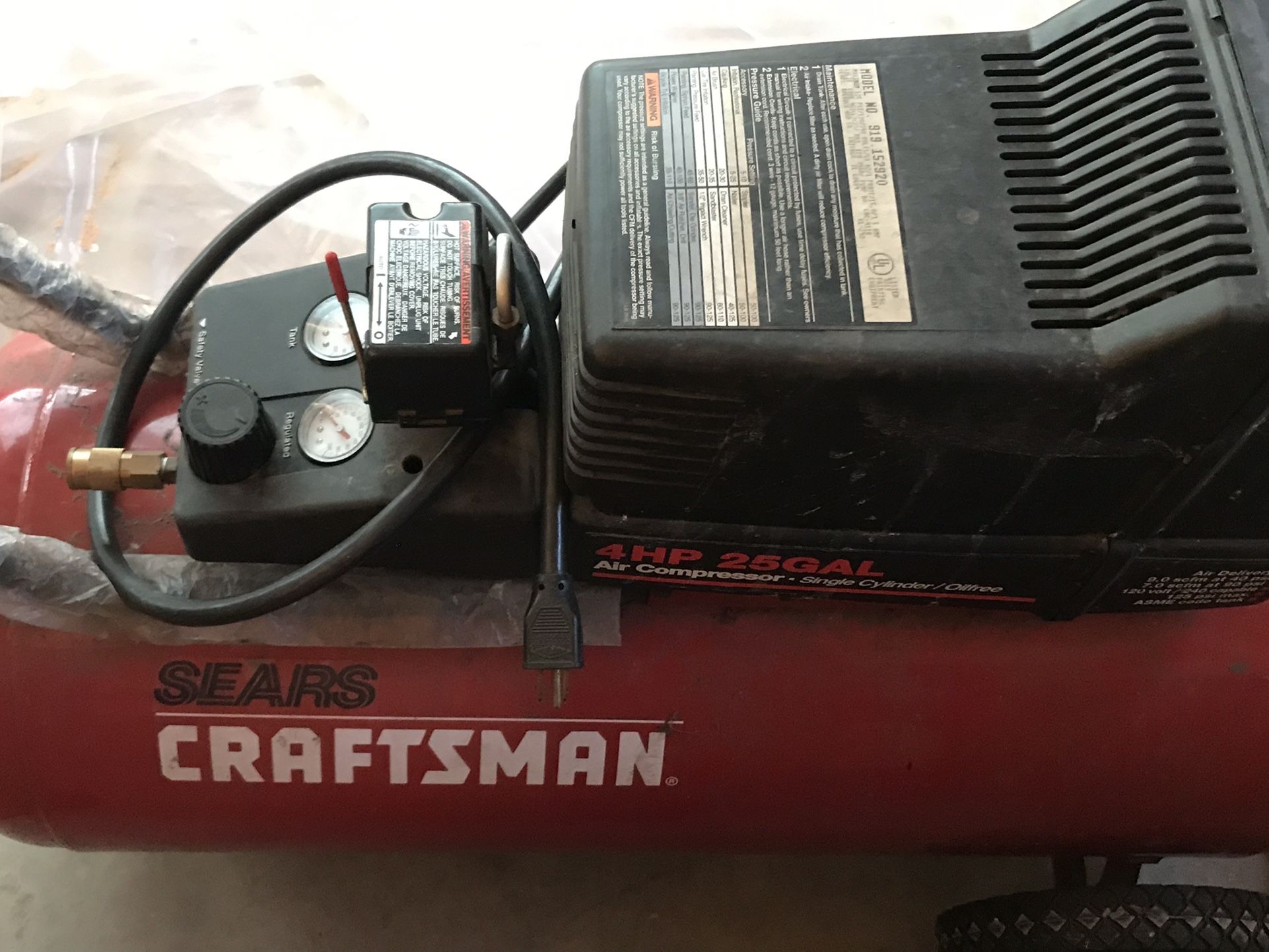 Sears Craftsman 4 HP 25 Gal Air Compressor