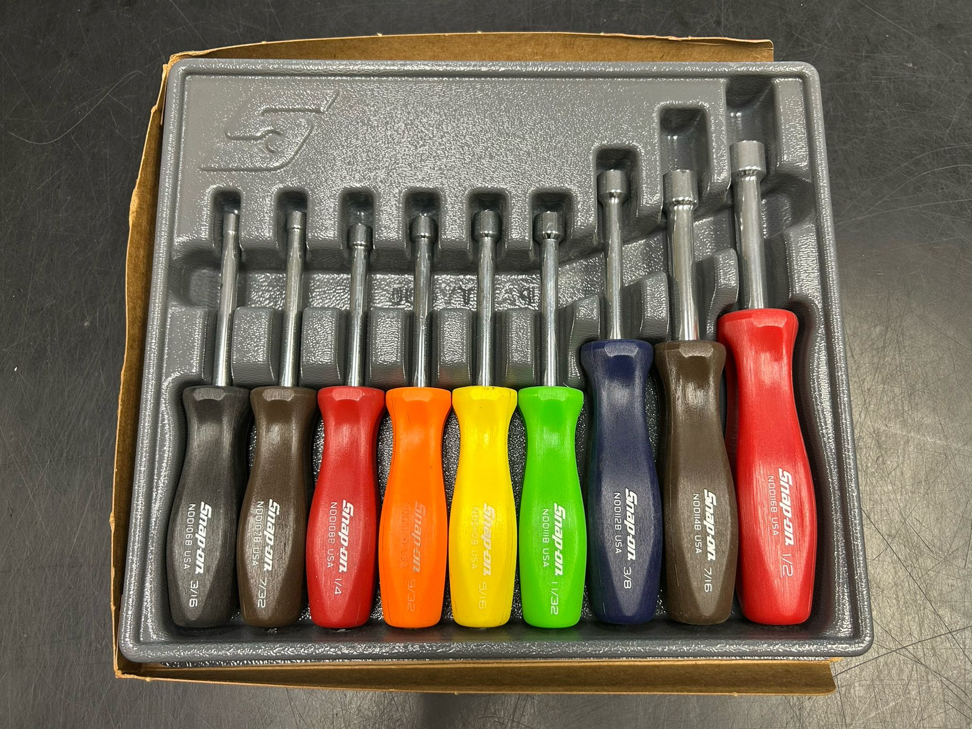 Snap on 9 Piece Hard Handle SAE Nut Driver Set (3/16–1/2") Part # ...