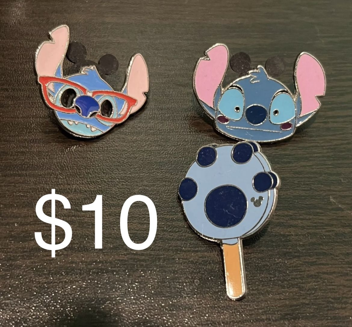 Stitch Disney Pin Lot of 3 (Emoji Glasses,Emoji Face,Ice Cream)