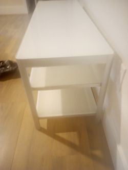 White Glass And Stainless Steel Entertainment Table