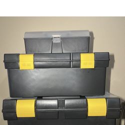 Plastic Tool Boxes 3 Piece Set Black Yellow Clear 18”