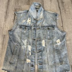 Denim Men’s Cut Off Jean Jacket  