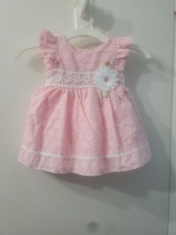 Pink Spring  Eyelet Dress 12 Mo