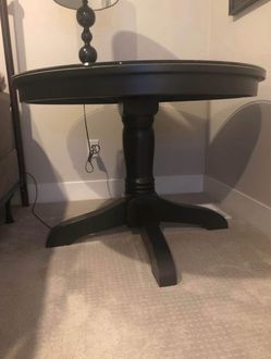 Black Round Tables with Beveled Glass