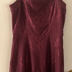 Speechless Women's Lace Sleeveless Cocktail Dress Burgandy Size Small