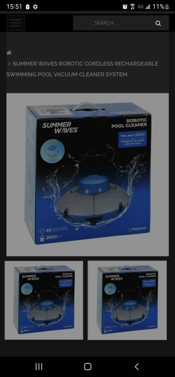 Summer Waves Robotic Cordless Rechargeable Swimming Pool Vacuum Cleaner System

