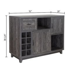 52”W Sideboard Storage Cabinet Wine Racks Storage Cabinets w/ Drawer Large Dining Server Cupboard Buffet Table - Washed Black