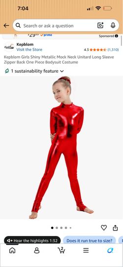 Kepblom Girls Shiny Metallic Unitard Bodysuit