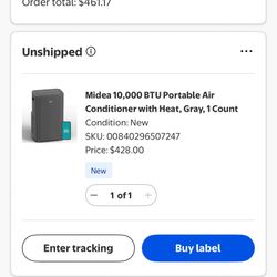 Midea 8,000 BTU Portable Air Conditioner , Gray,