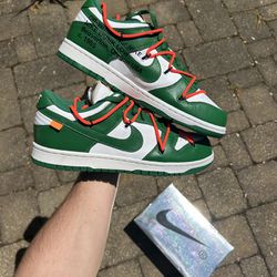 Off White X Nike Dunk Low Pine Green