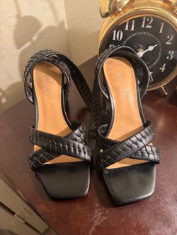 Nine West Black Woven Strappy Heeled Sandals