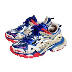 Balenciaga Multi Leather And Mesh Track.2 Open Sneakers Unisex Size 41 Mix Color