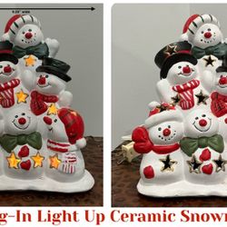 Plug-In Light Up Ceramic Snowmen