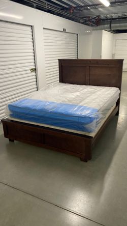 Queen bed frame with mattress