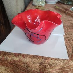 Vintage Art Glass Red Handkerchief Vase