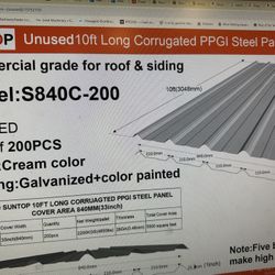 10’ Tan Metal Roofing Sheets.