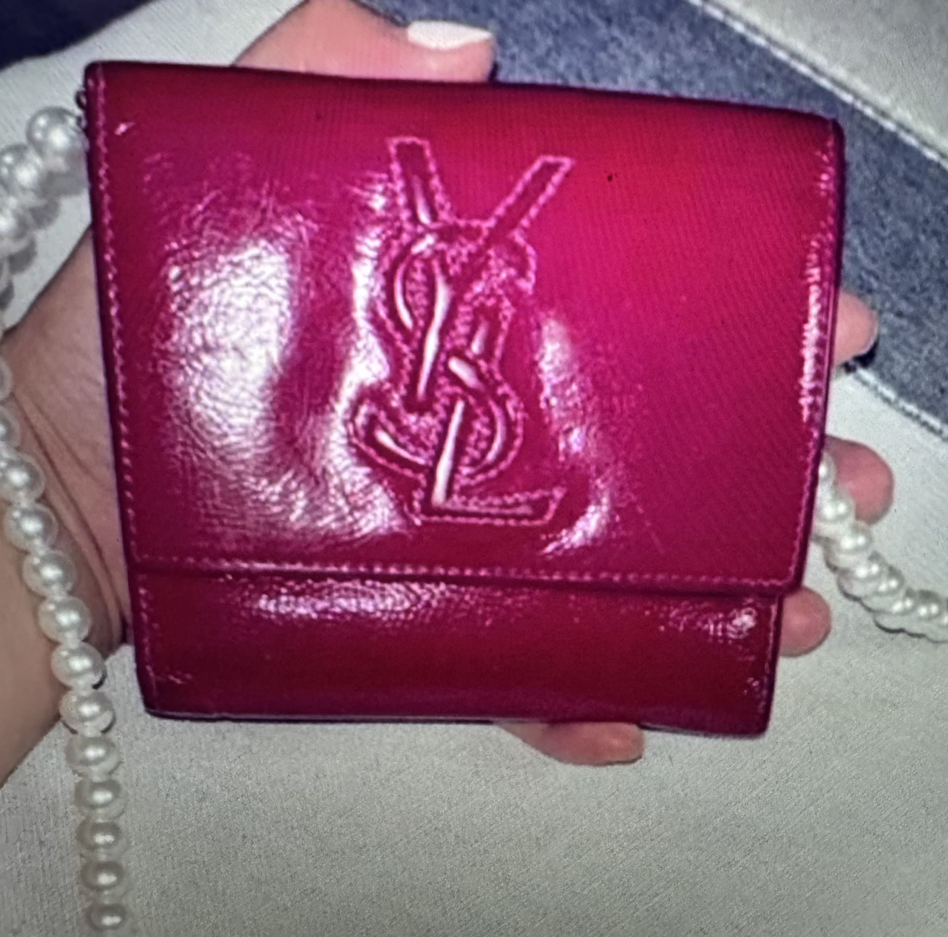 Authentic Magenta Patent Leather Compact Wallet