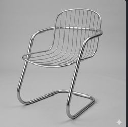 Mid Century Modern tubular chrome cantilever chair