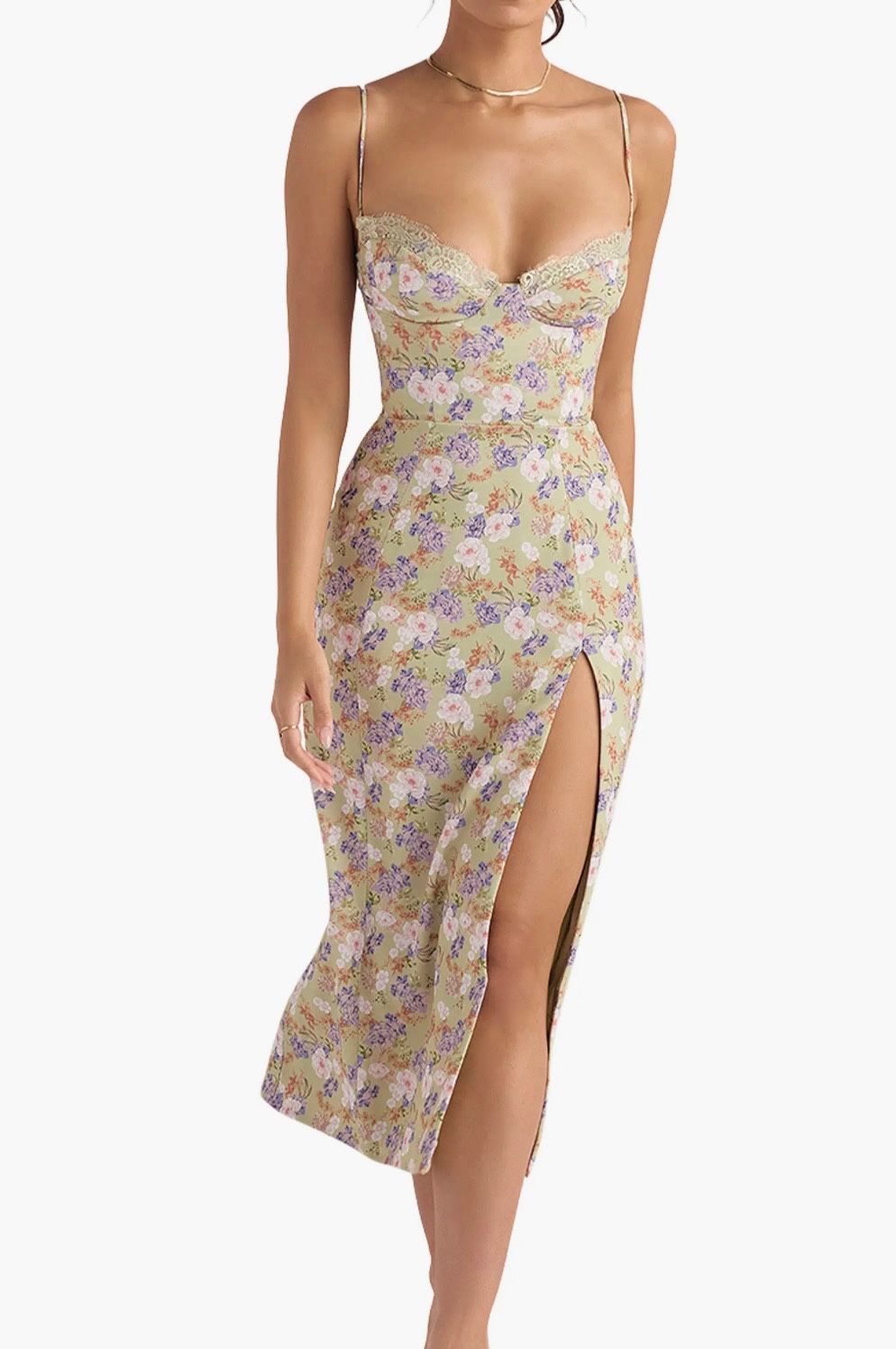 HOUSE OF CB 'Charlotte' Peony Print Midi Sundress/Size S-US 4-6