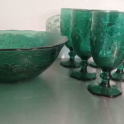 Vintage Princess House Glass Bowl And Cups Tumblers