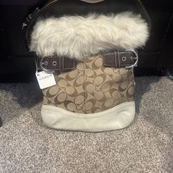 New Coach Fur Shoulder Bag