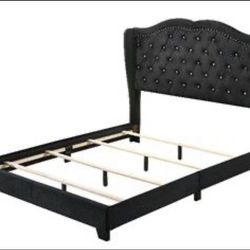 Charlie Turfed Black Upholstery Bed Frame By Kelly Clarkson Homes  *Like New* Delivery Available* 