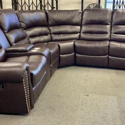 New brown power recliner sectional couch / free delivery