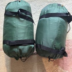 2 Sleeping Bags Set Green Lightweight Camping Hiking Outdoor