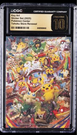 2025 POKEMON CENTER STICKER SET TOHOKU STORE RENEWAL KEY ART CGC 10 PRISTINE
