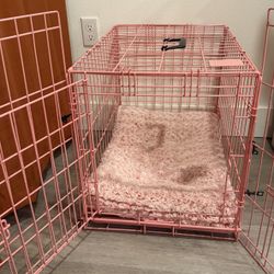 Pink Dog Crate 24" With Play Pen