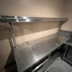 24” x 84” x 63” Stainless Steel Prep Table w/ Over shelf 
