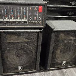Fender Power Mixer And Two Kustom Speakers