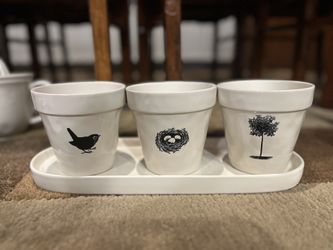 HTF Rae Dunn Icon Planter Set UFT