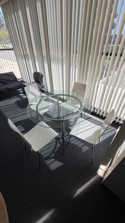 Round Glass Dining Table with 4 Chairs