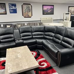 Black Leather Sofa Sectional 