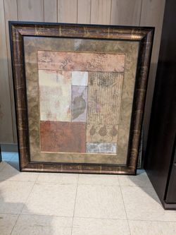 Large Rust Copper Leaf Framed Wall Art 36x42
