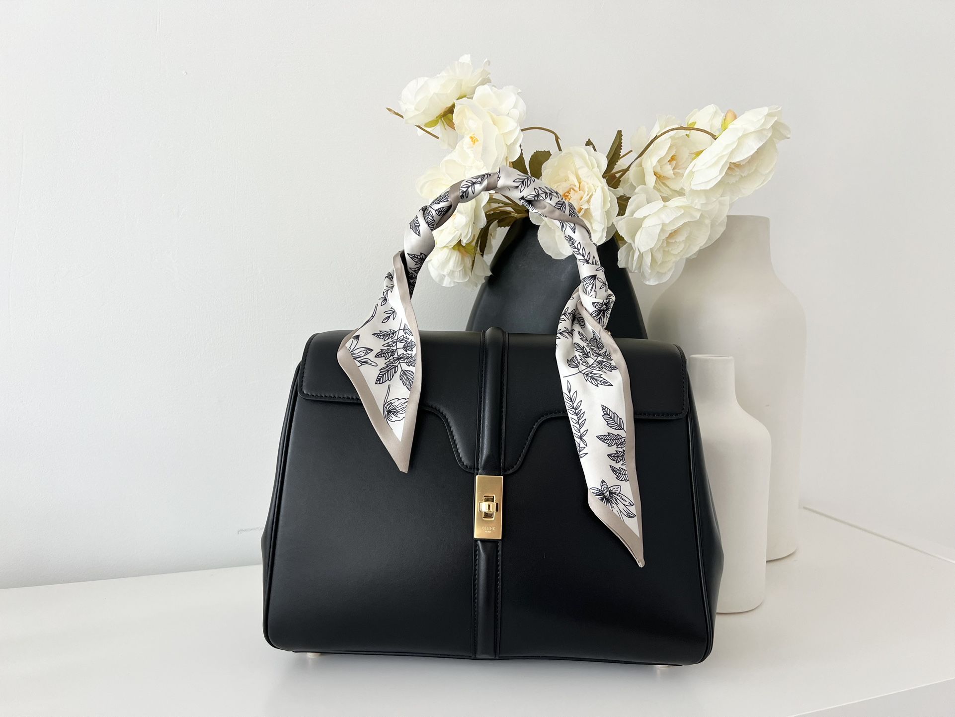Black Top Handle Bag