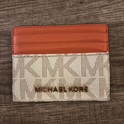 Michael Kors Card Holder - Orange & White (Like New)