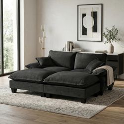 Atlanta 76" 4 Pieces Chenille Modular Sofa with 2 Ottomans and 2 Pillows
