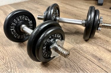 Adjustable Spin-lock Dumbbells Bollinger Cast Iron  pairs of 5s a d 3s pounders. Total:42 lbs