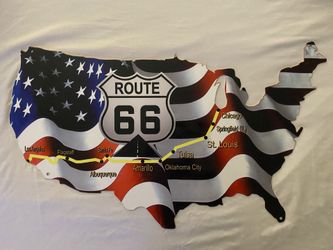 American Flag Route 66 Map Metal Wall Sign