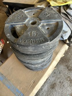 3 pairs of 15 pound barbell weights