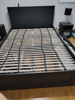 Ikea queen size bed with drawers and headboard
