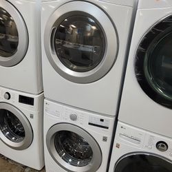 LG Front Loading Washer And Stackable Electric 220volt Dryer Set 