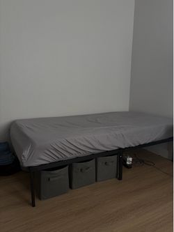 TWIN XL mattress, frame, and foam topper