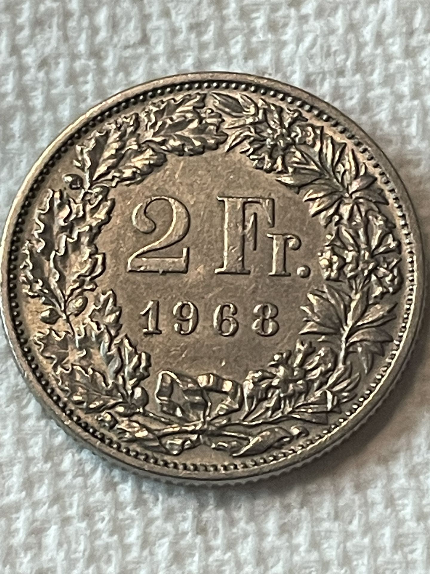 1968 Swiss 2 Franc ( NO MINT MARK)